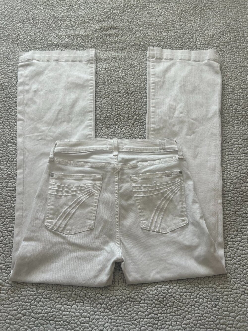 7 For All Mankind -- white cotton blend dojo flare pants